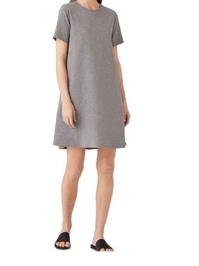 Eileen Fisher Heather Gray Crew Neck Tee Dress Small